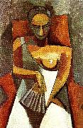 pablo picasso sittande kvinna med solfljader oil painting